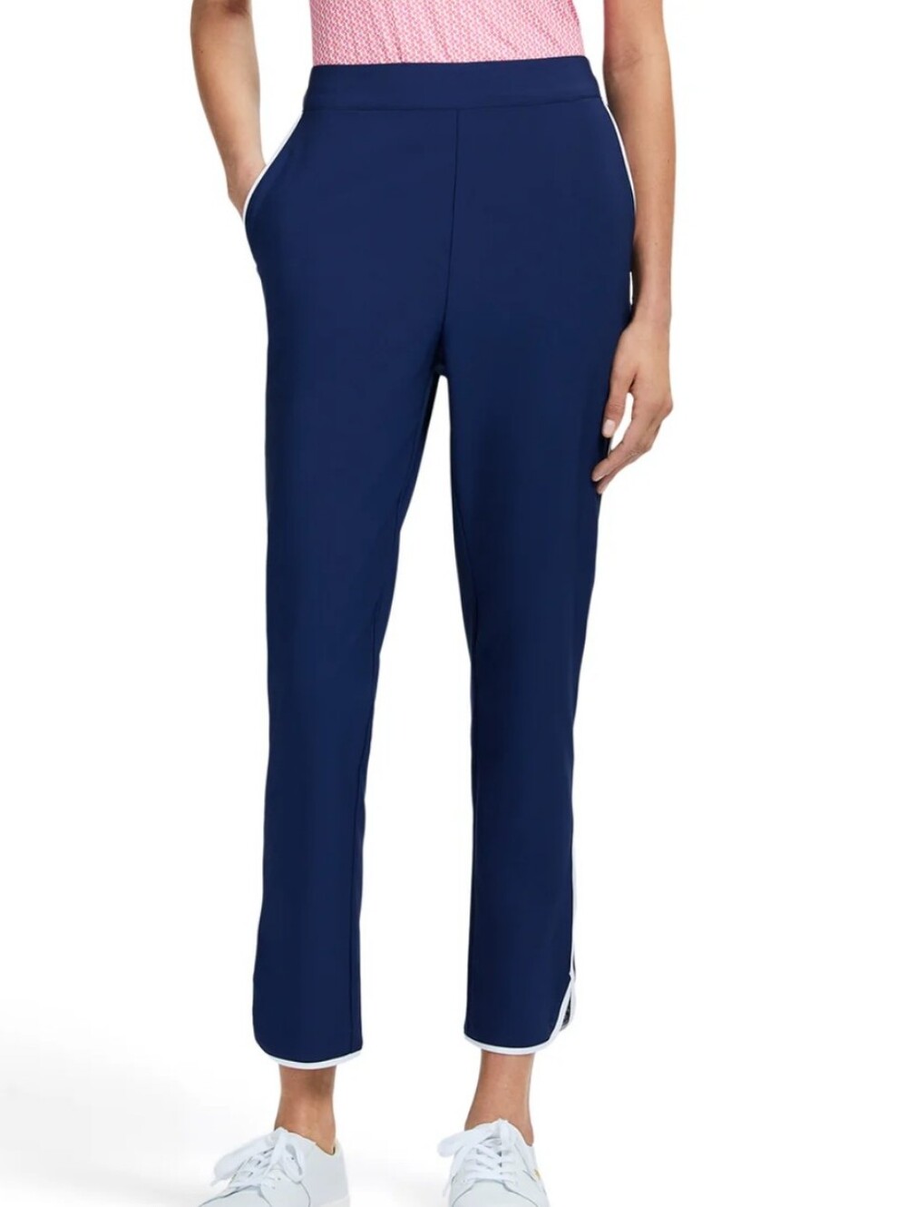 IZOD NWT CANDI PIPED CAPRI PANTA BLUE/WHITE SIZE LARGE